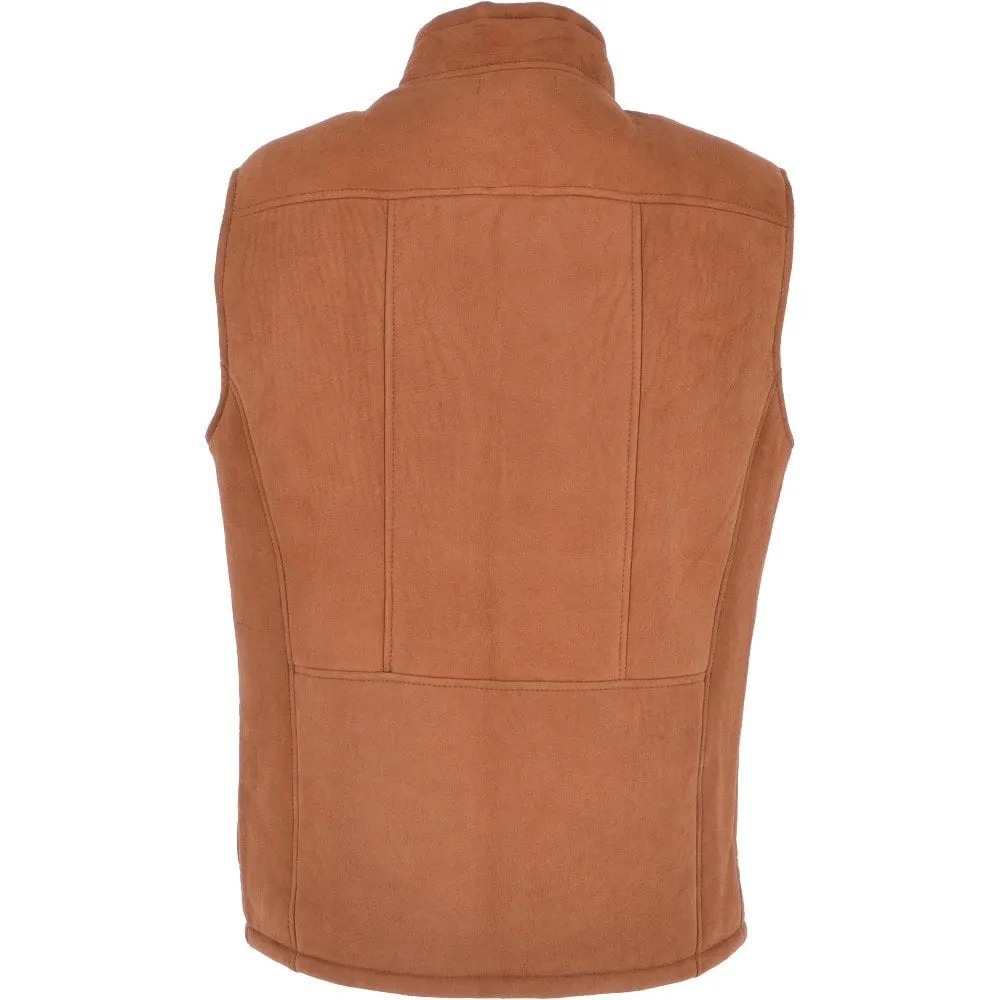 Men's Leather Sheepskin Gilet Whisky/black : Saxon