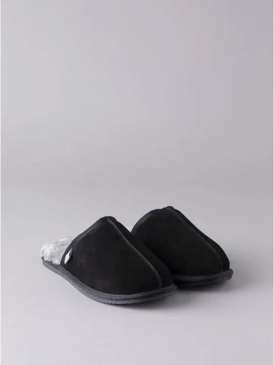 Men's Sheepskin Sliders in Black