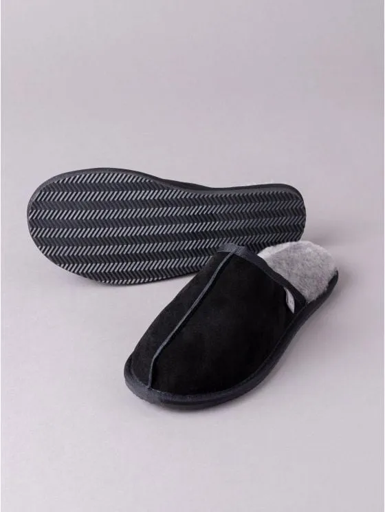 Men's Sheepskin Sliders in Black