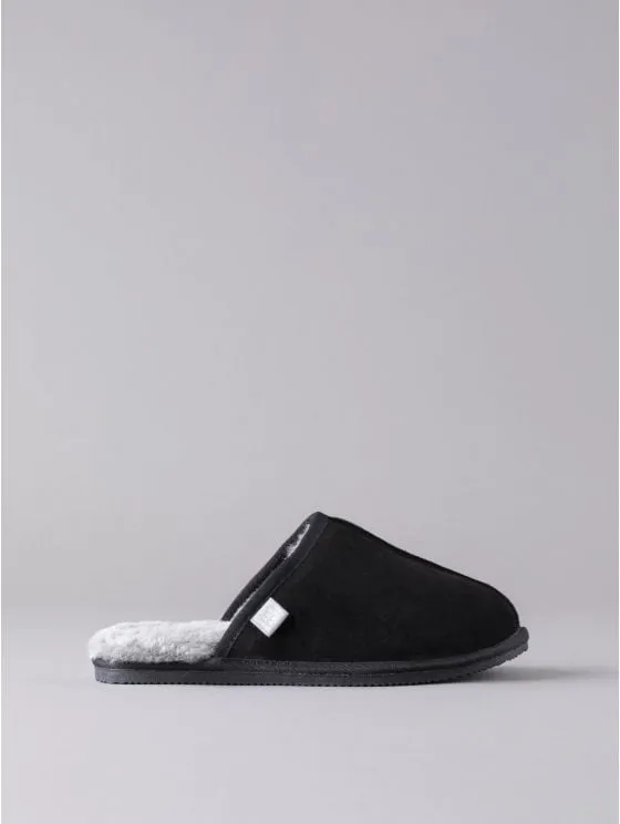 Men's Sheepskin Sliders in Black