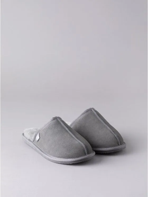 Men's Sheepskin Sliders in Grey