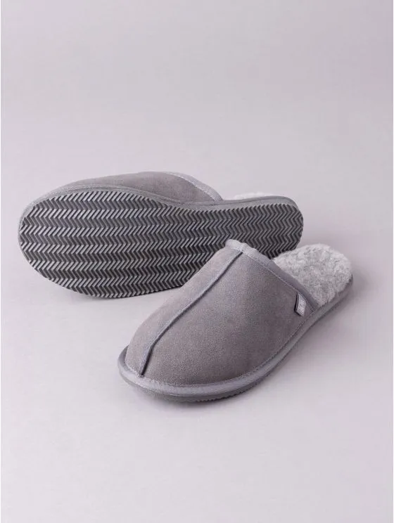 Men's Sheepskin Sliders in Grey