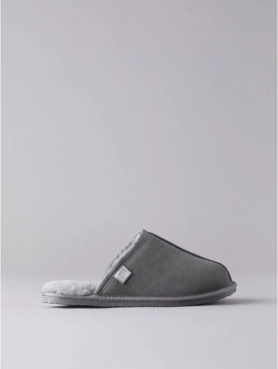 Men's Sheepskin Sliders in Grey