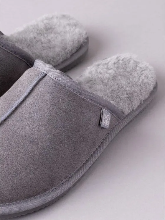 Men's Sheepskin Sliders in Grey