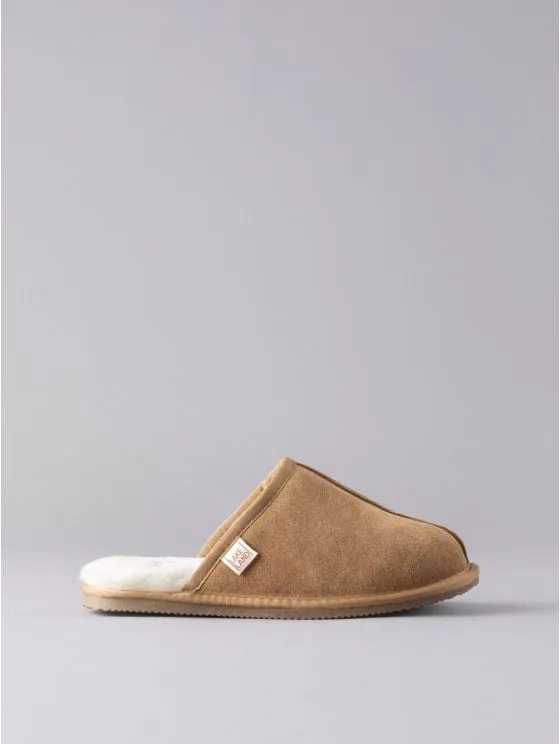 Men's Sheepskin Sliders in Tan