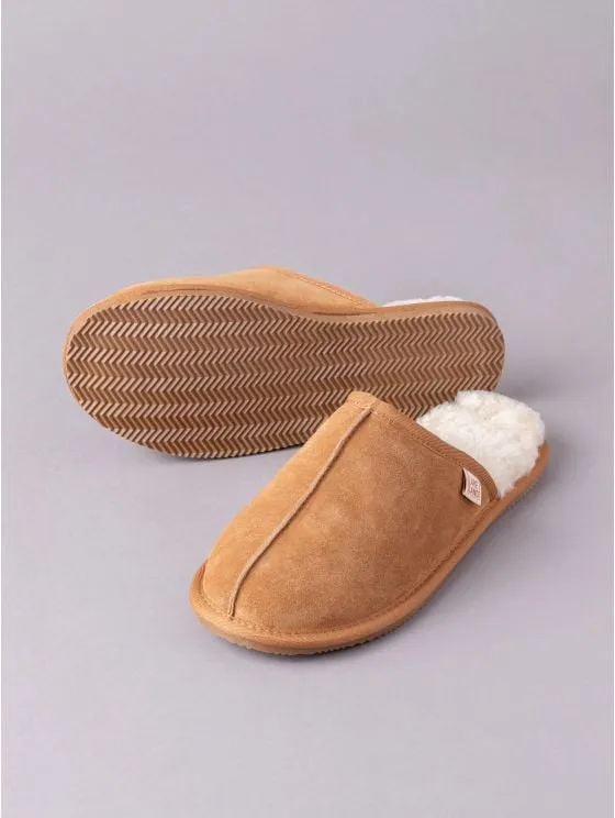 Men's Sheepskin Sliders in Tan