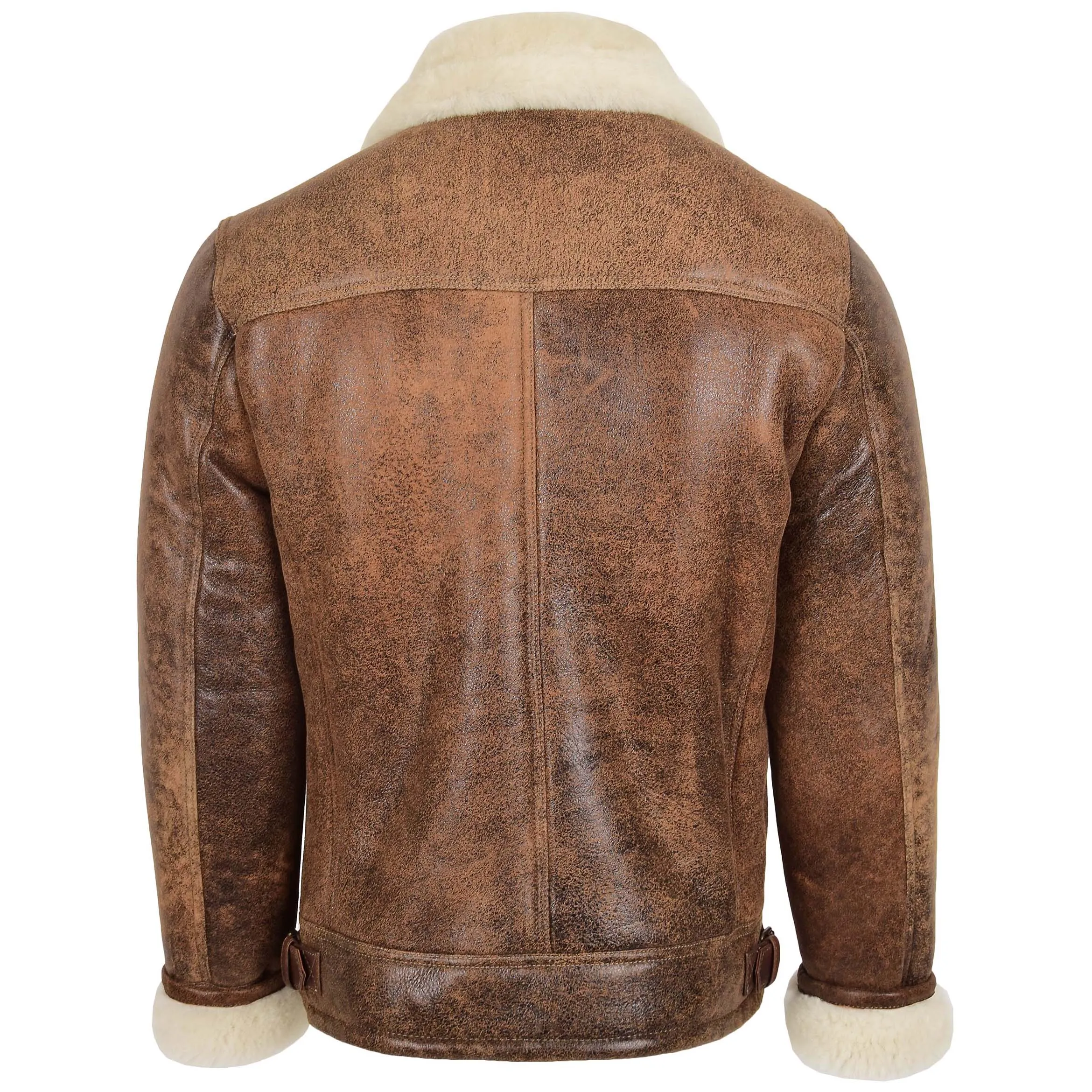 Mens Aviator Sheepskin Pilot Jacket Blen Vintage Brown