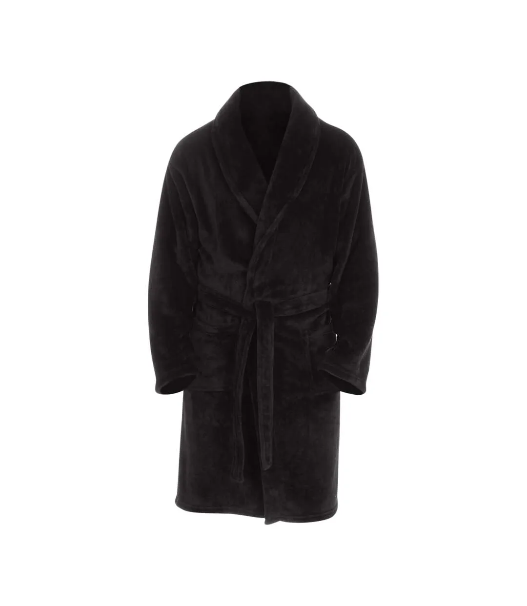 Mens flannel fleece robe black Pierre Roche