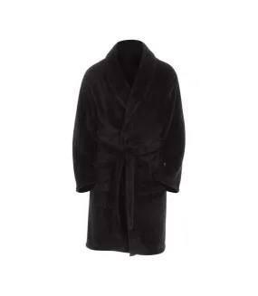 Mens flannel fleece robe black Pierre Roche