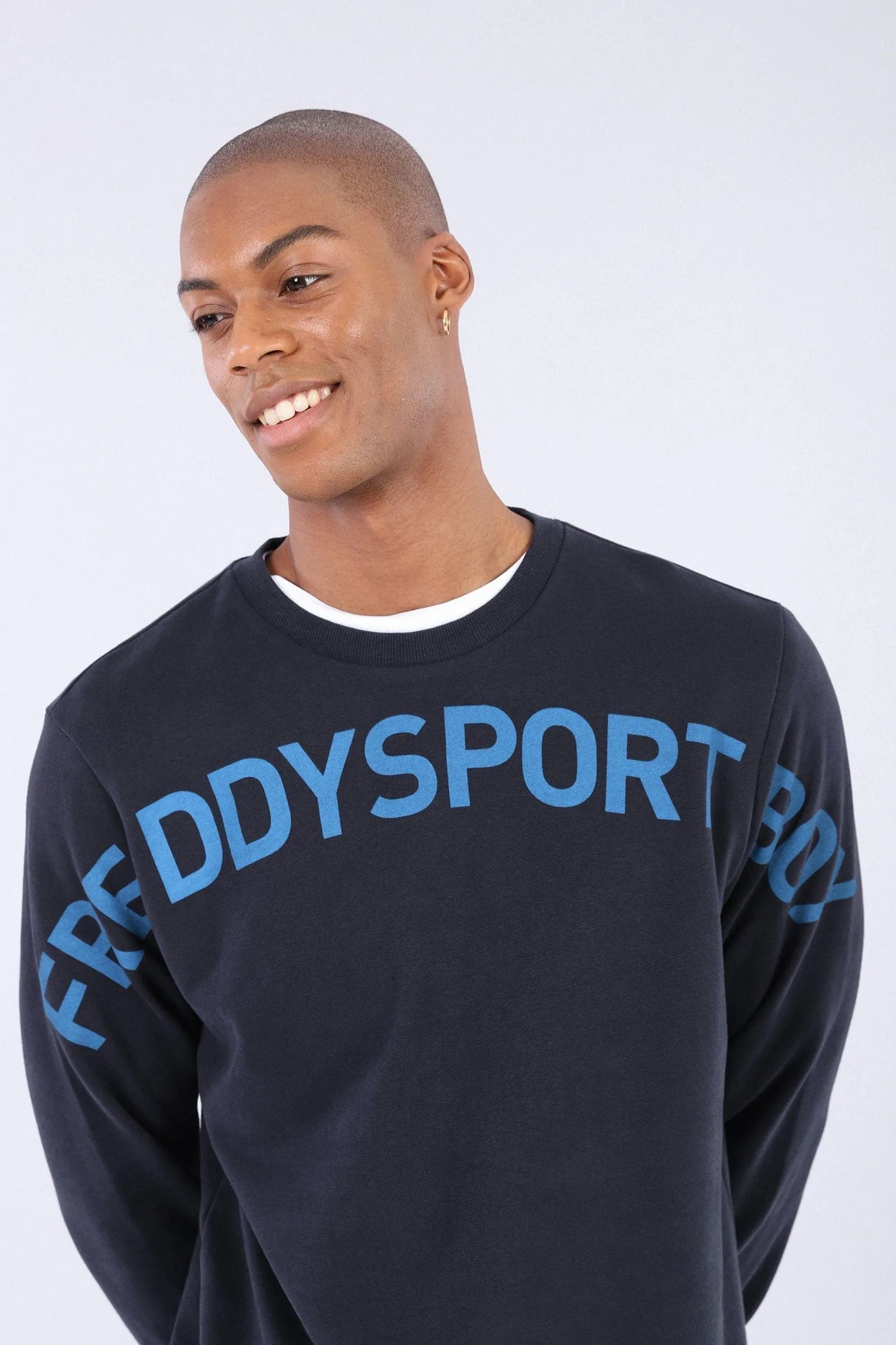 Men's Lounge Sweatshirt - Dark Blue + Blue Letters