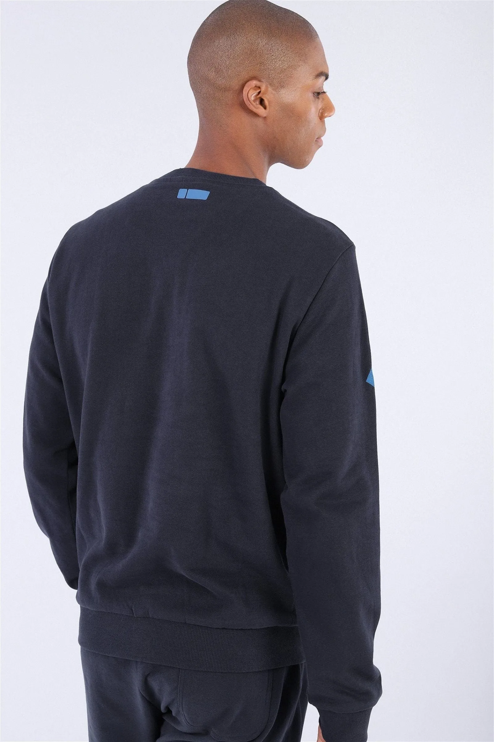 Men's Lounge Sweatshirt - Dark Blue + Blue Letters