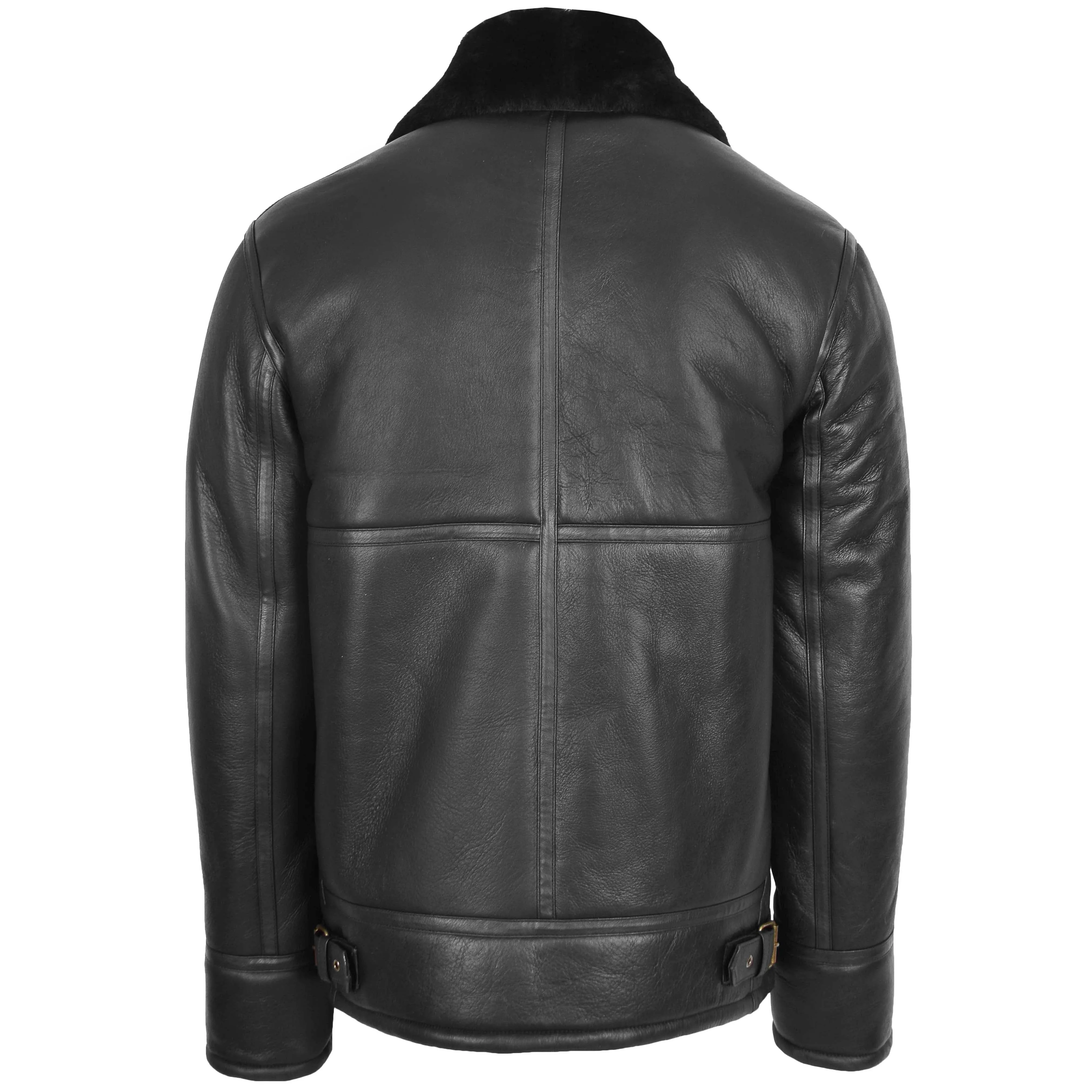 Mens Top Gun Style Sheepskin Jacket Oscar Black