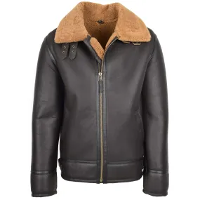 Mens Top Gun Style Sheepskin Jacket Oscar Brown Ginger