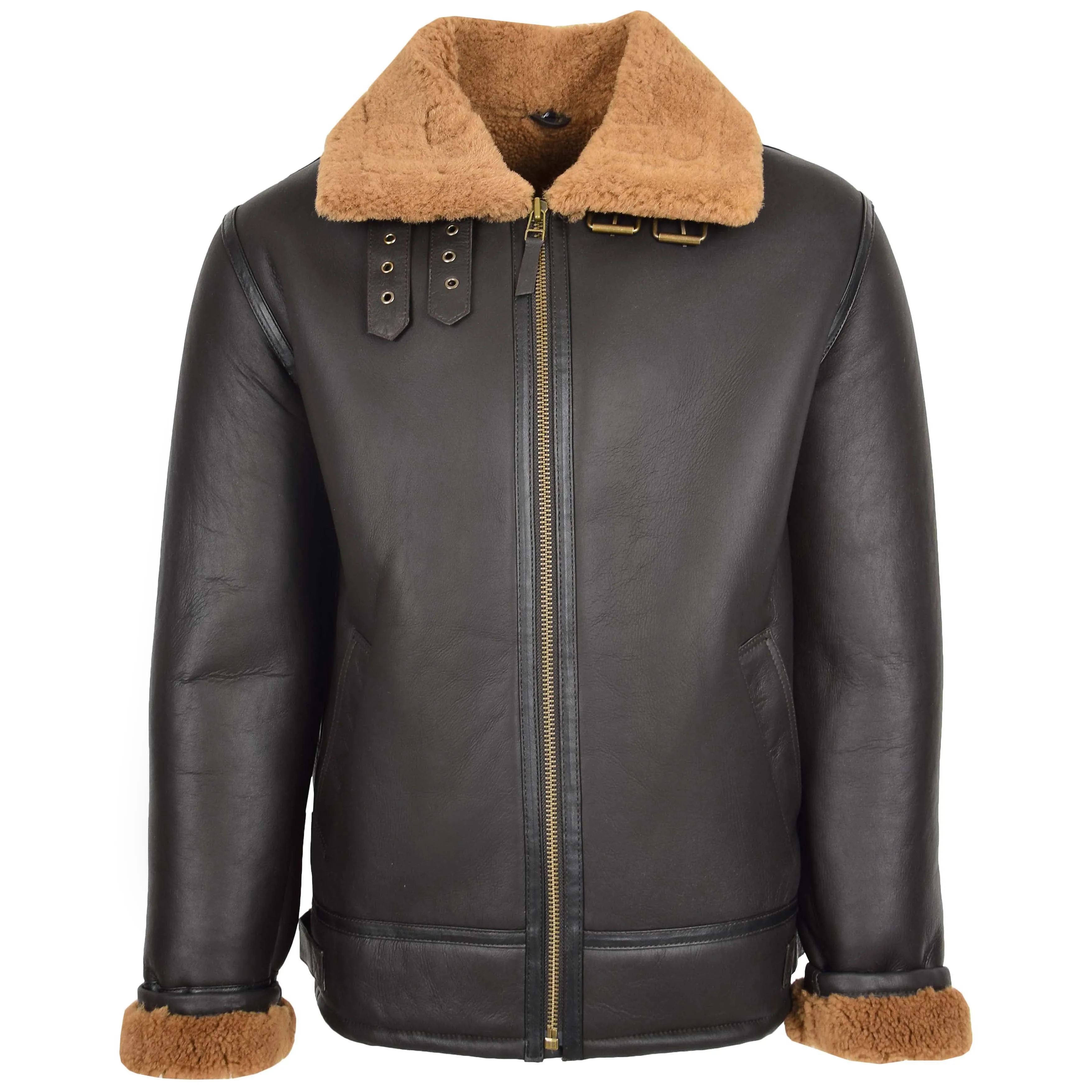 Mens Top Gun Style Sheepskin Jacket Oscar Brown Ginger