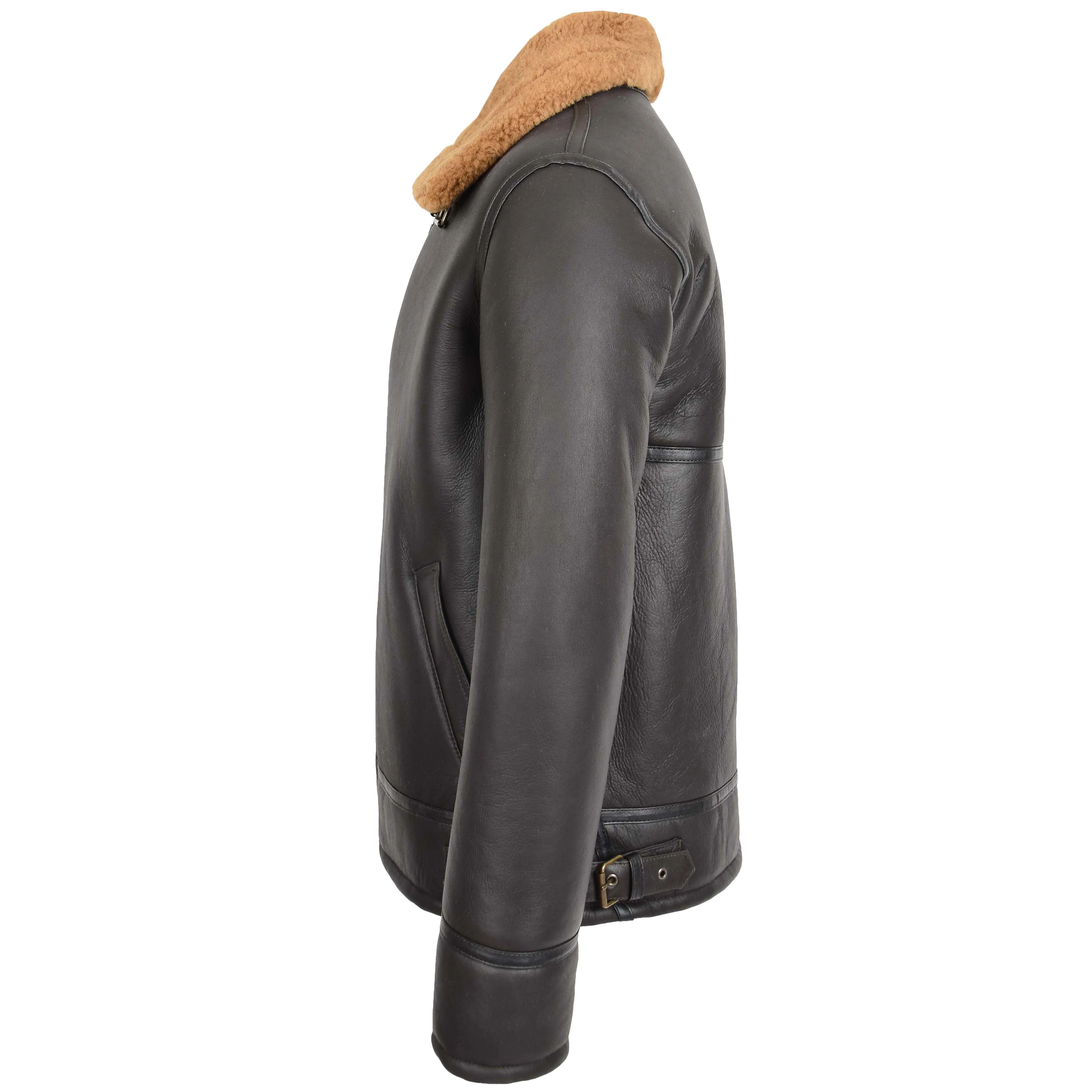 Mens Top Gun Style Sheepskin Jacket Oscar Brown Ginger