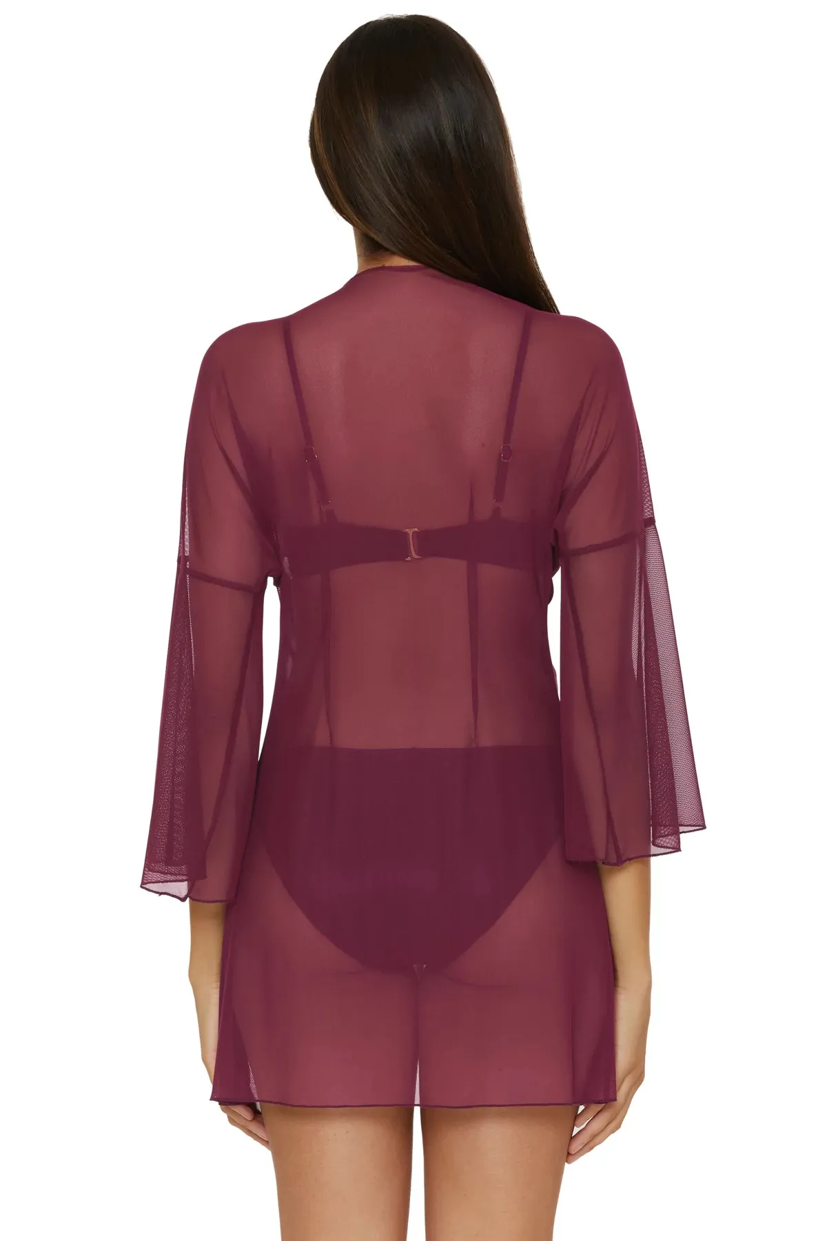 Mesh Tie Front Kimono