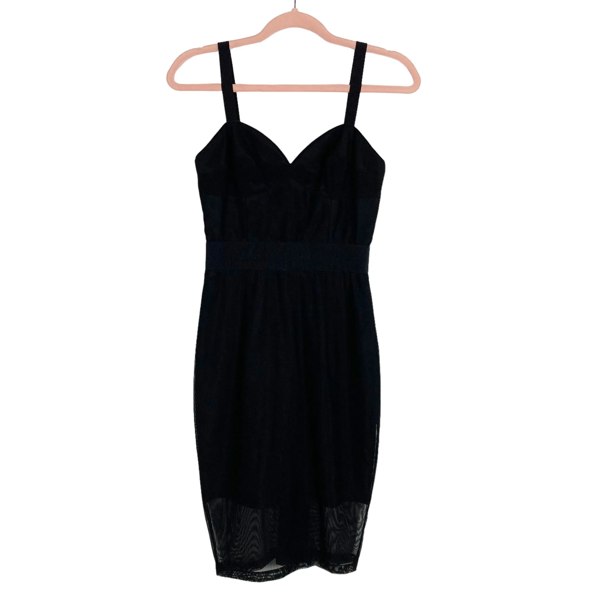 Milly Black Silk Lining Mesh Hem Dress- Size 0