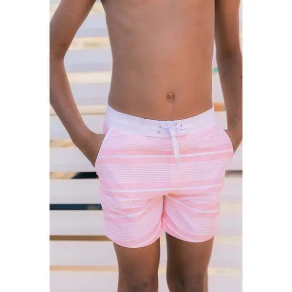 Minnow Boys Sorbet Pink Stripe Boardie With Pockets