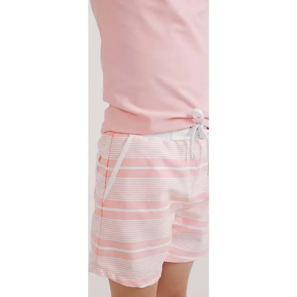 Minnow Boys Sorbet Pink Stripe Boardie With Pockets