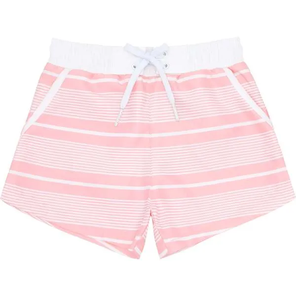 Minnow Boys Sorbet Pink Stripe Boardie With Pockets