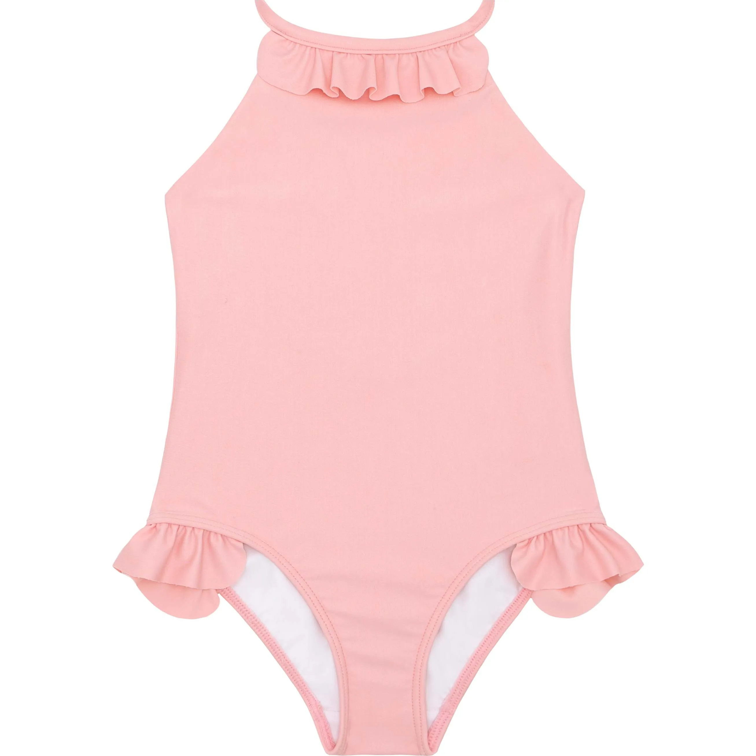 Minnow Girls Sorbet Pink Ruffle Halter One Piece