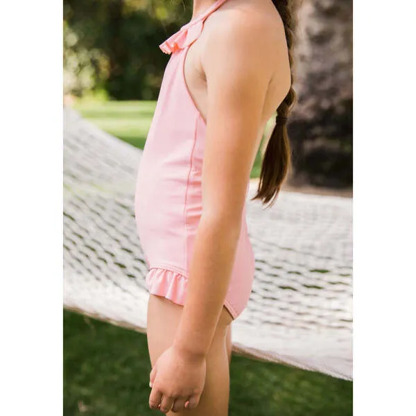 Minnow Girls Sorbet Pink Ruffle Halter One Piece