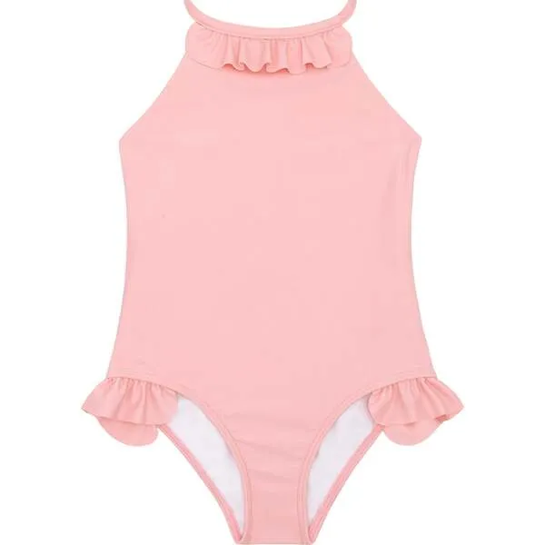 Minnow Girls Sorbet Pink Ruffle Halter One Piece