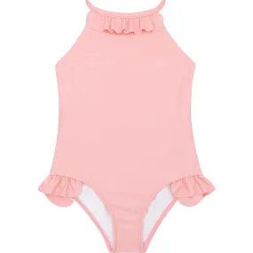 Minnow Girls Sorbet Pink Ruffle Halter One Piece