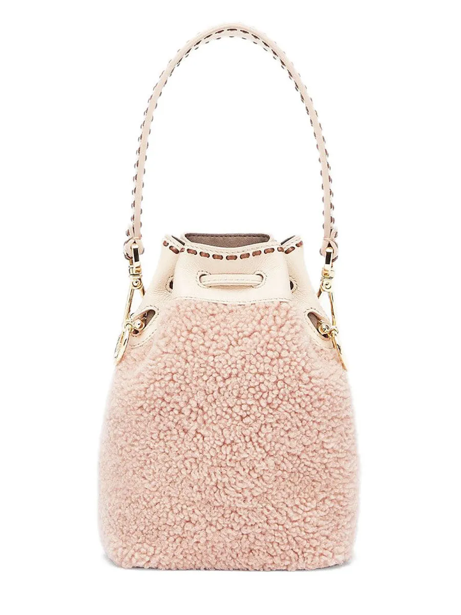 Mon Tresor Bucket Bag in Pink Sheepskin