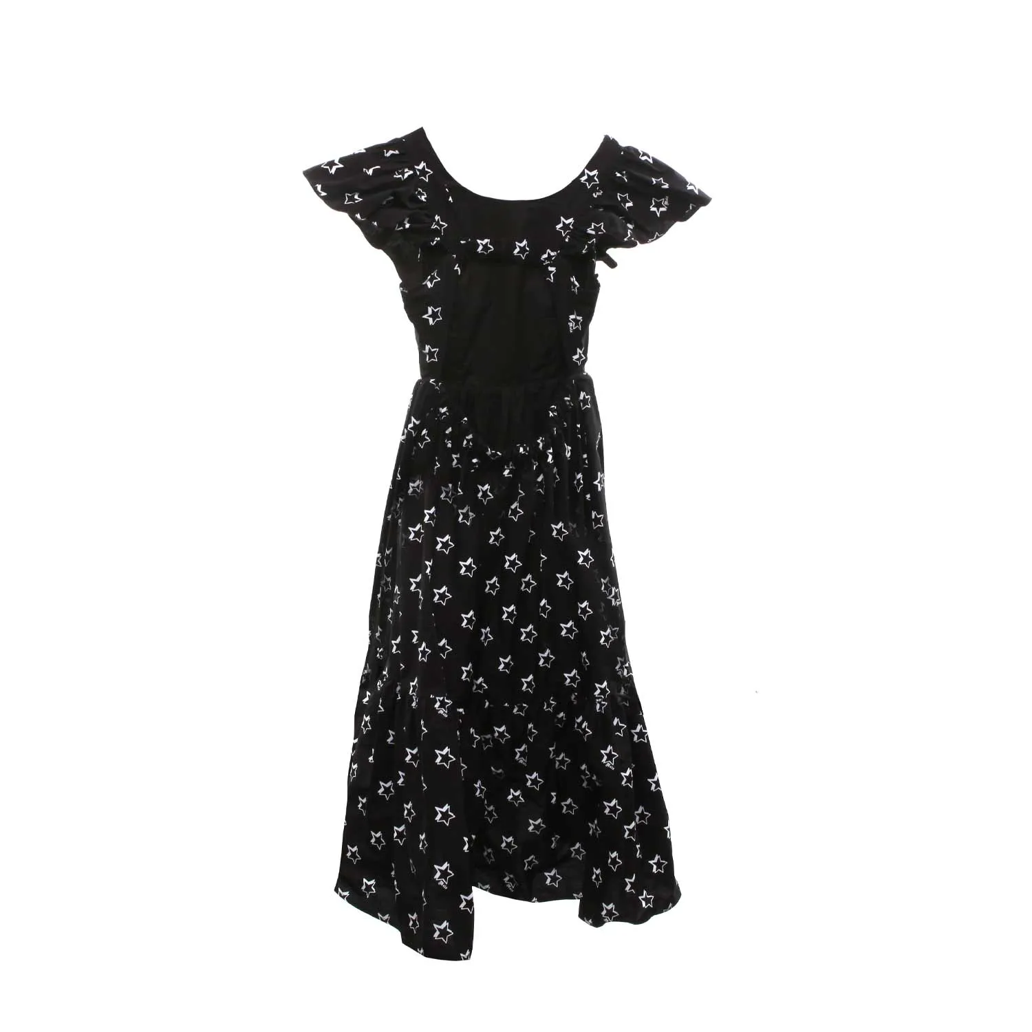 Monnalisa Gipsy Black Dress With White Stars For Girls And Teen