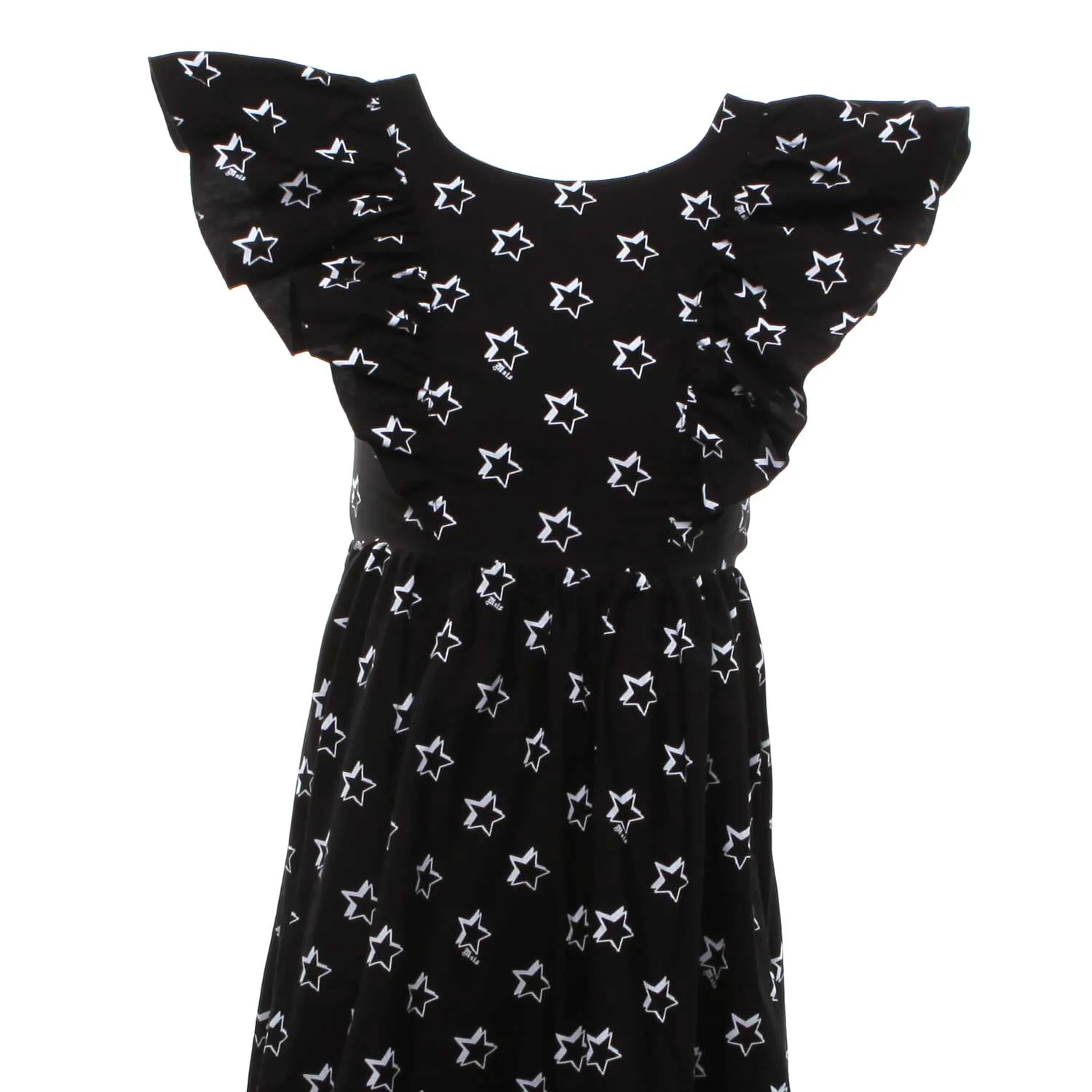 Monnalisa Gipsy Black Dress With White Stars For Girls And Teen