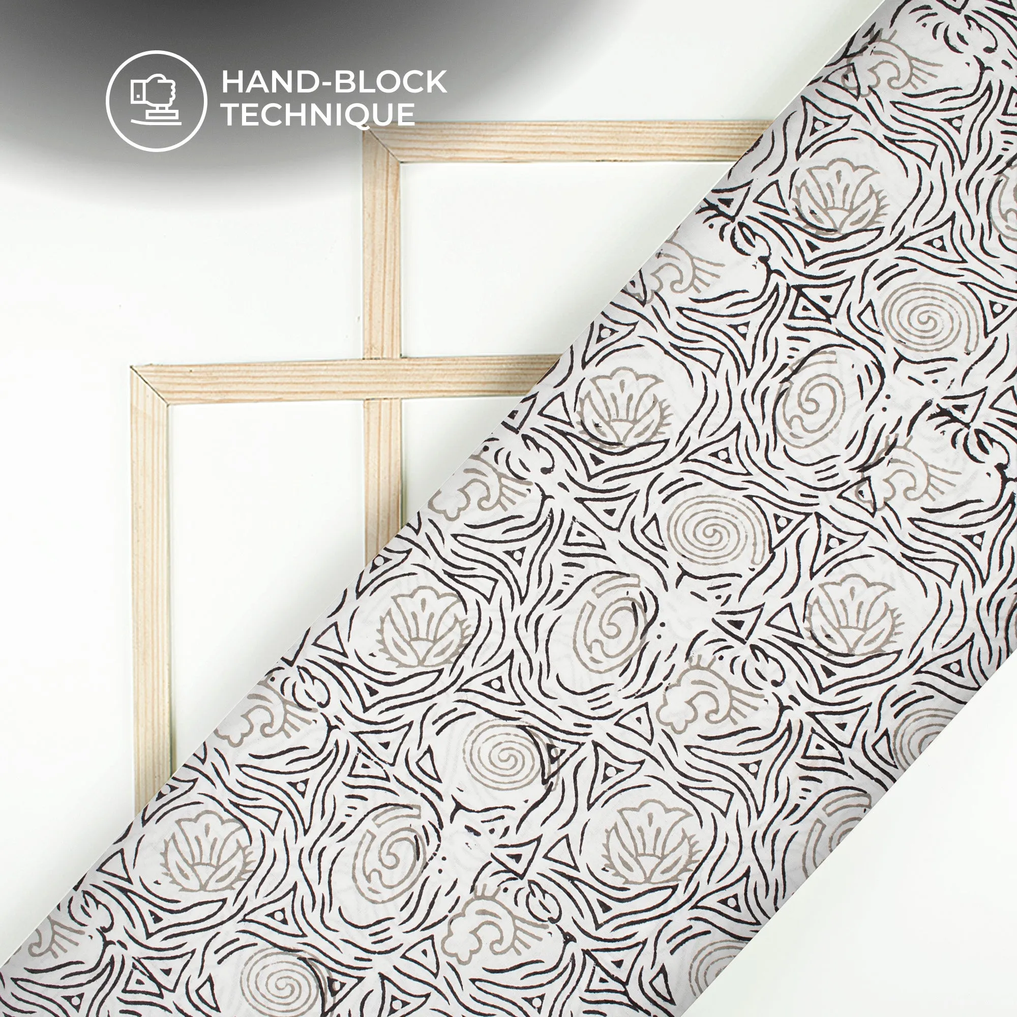 Monochrome Handblock Pure Cotton Fabric