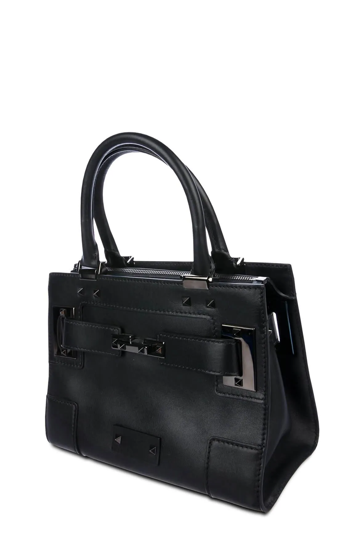 My Rockstud Leather Satchel Black