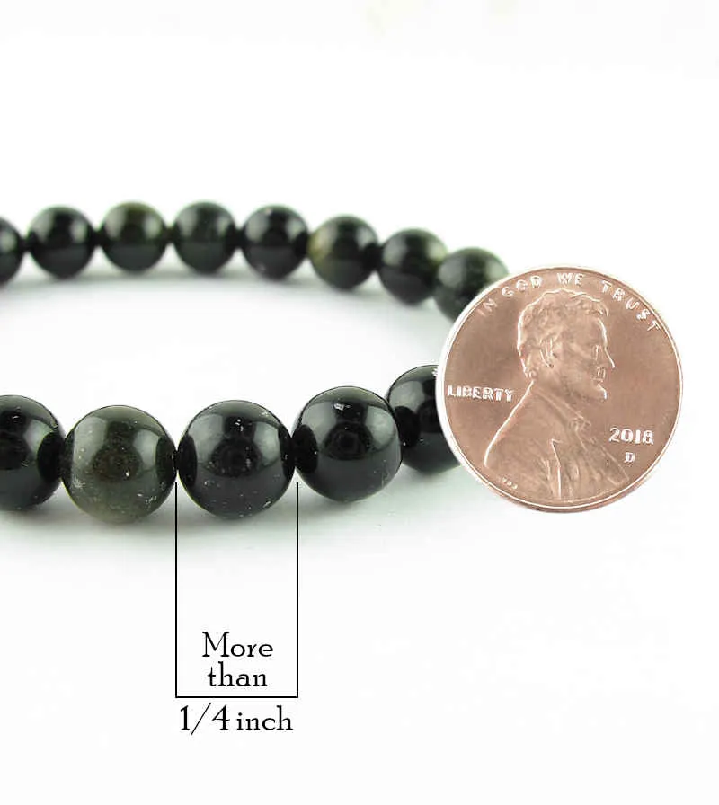 Natural Goldsheen Obsidian Beaded Stretch Bracelet