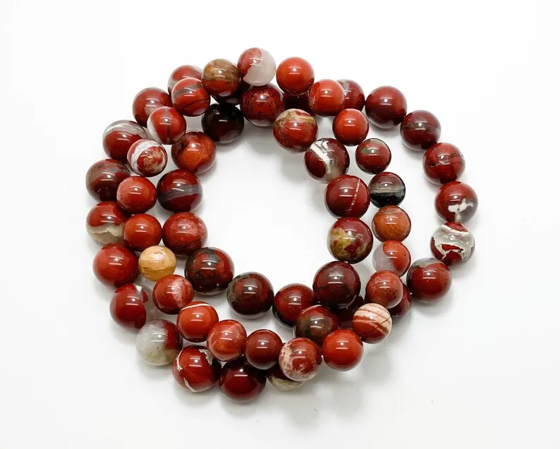 Natural Red Jasper Gemstone Stretch Elastic Cord Bracelet