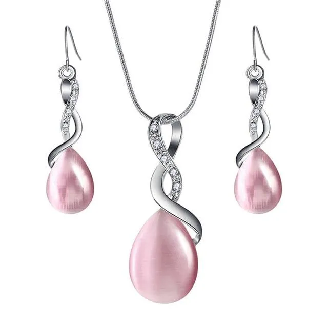 new Fashion Opal Water Drop Jewelry Set