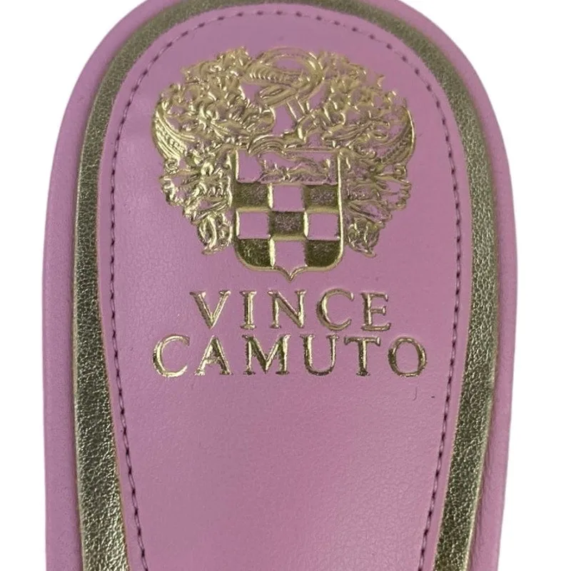 NEW Vince Camuto Faiza Purple Leather Open Square Toe Kitten Heels Sandals 8.5M