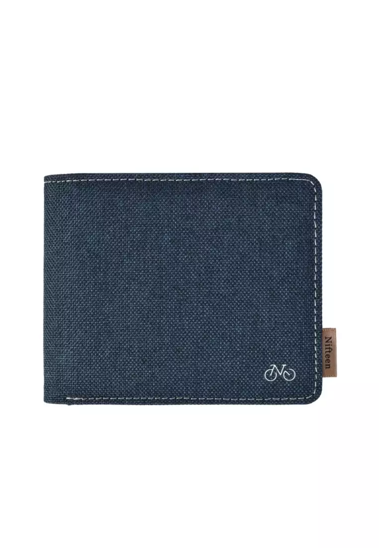 Nifteen Nifteen London Billfold Wallet With Coin Purse - Navy With Grey Lining