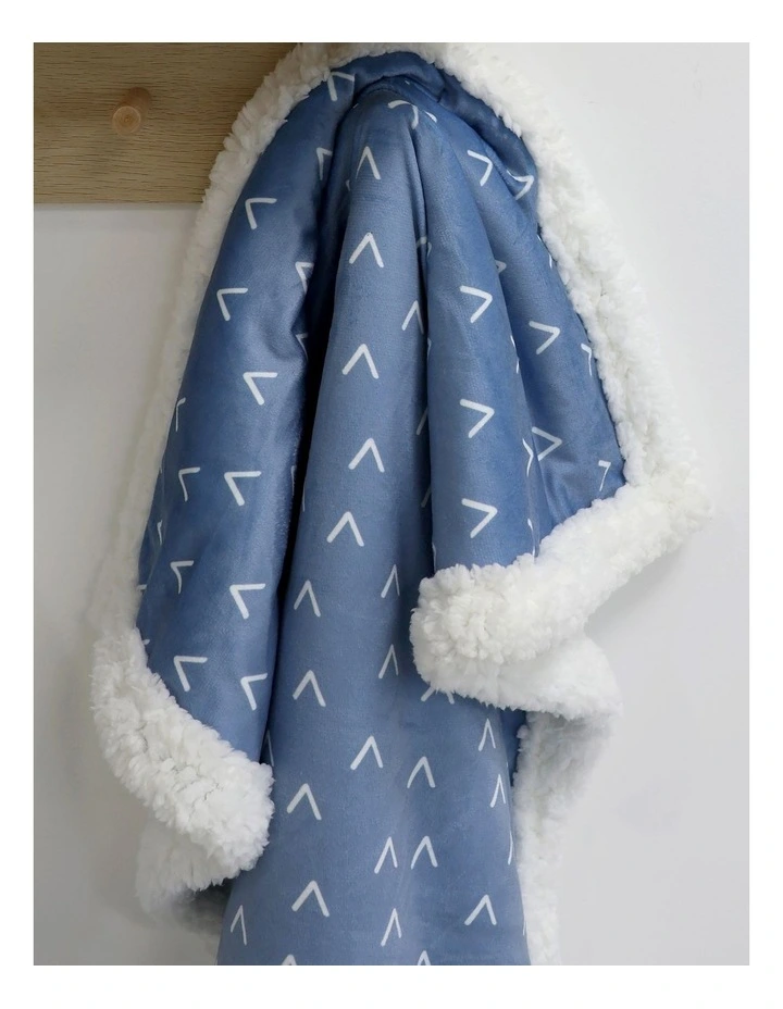 Nordic Velour Cuddle Blanket with Fleece Lining in Denim Blue