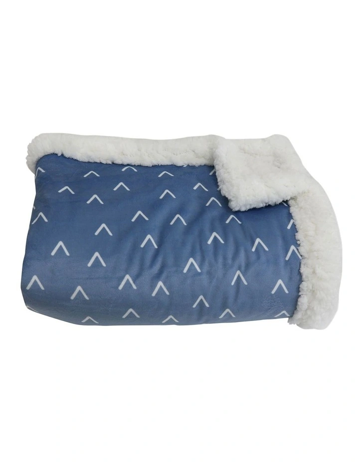 Nordic Velour Cuddle Blanket with Fleece Lining in Denim Blue