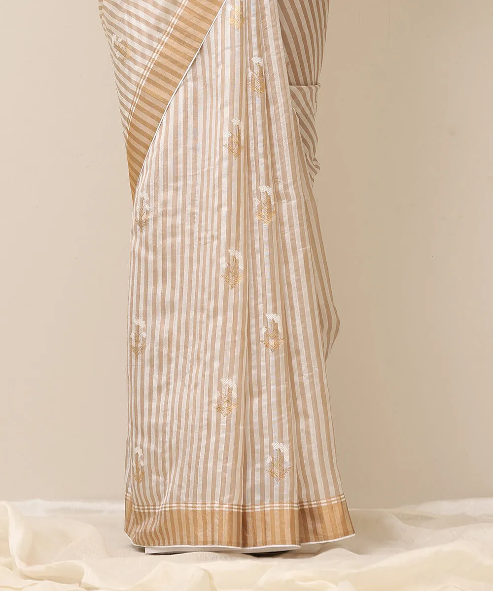 Offwhite Handloom Pure Silk Chanderi Saree With Pure Silk Finishing