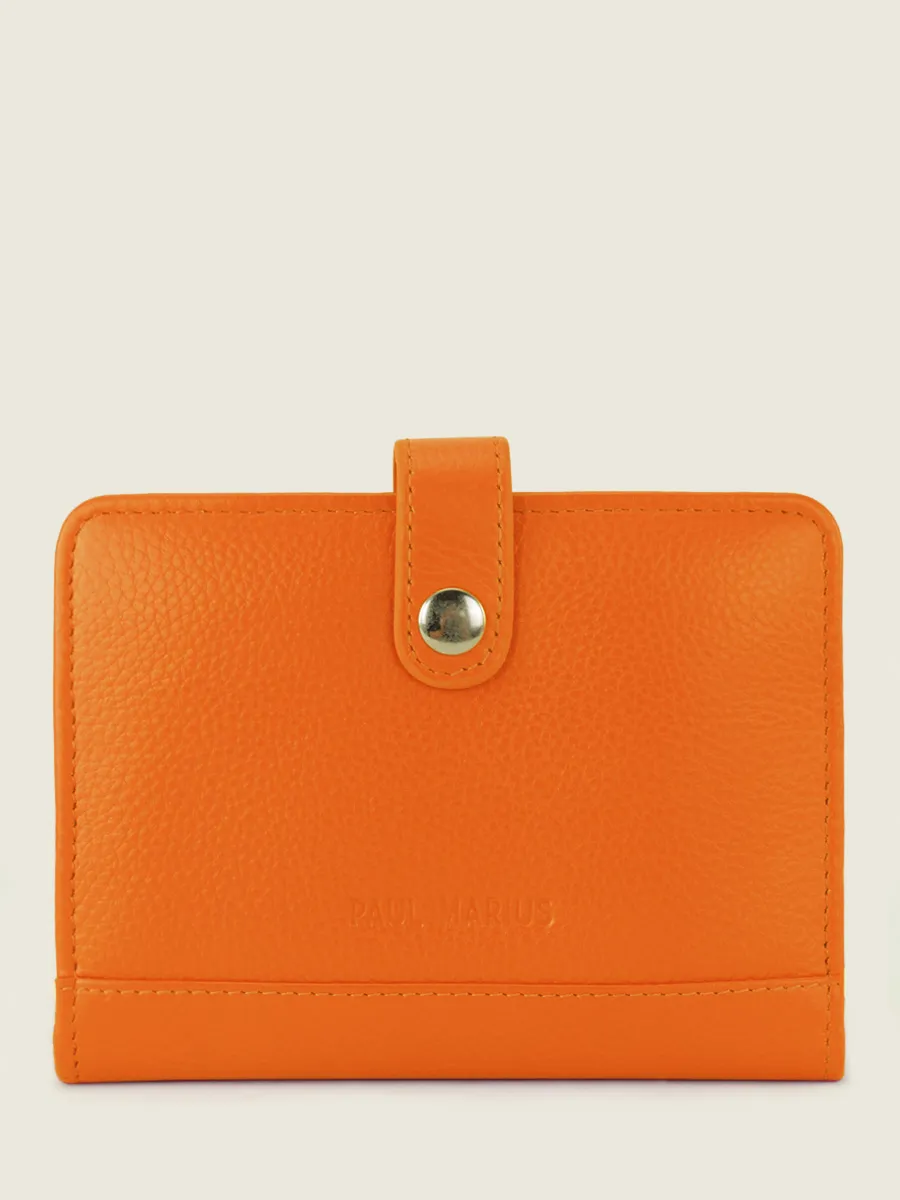 Orange Leather Wallet for Women - LePortefeuille Jeanne Sorbet Mango | PAUL MARIUS