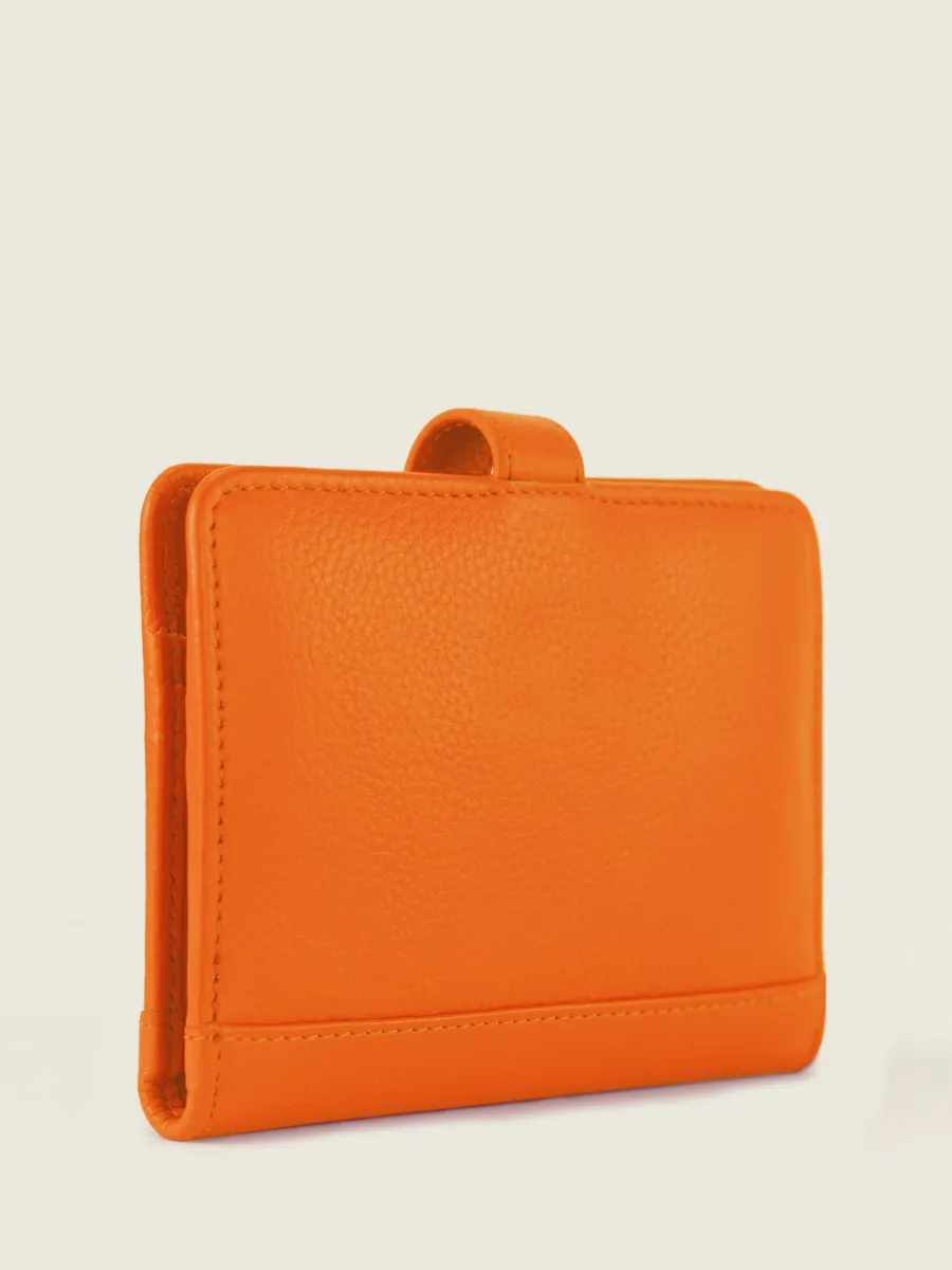 Orange Leather Wallet for Women - LePortefeuille Jeanne Sorbet Mango | PAUL MARIUS