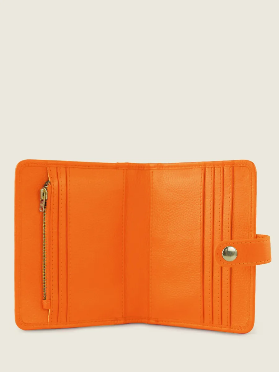 Orange Leather Wallet for Women - LePortefeuille Jeanne Sorbet Mango | PAUL MARIUS