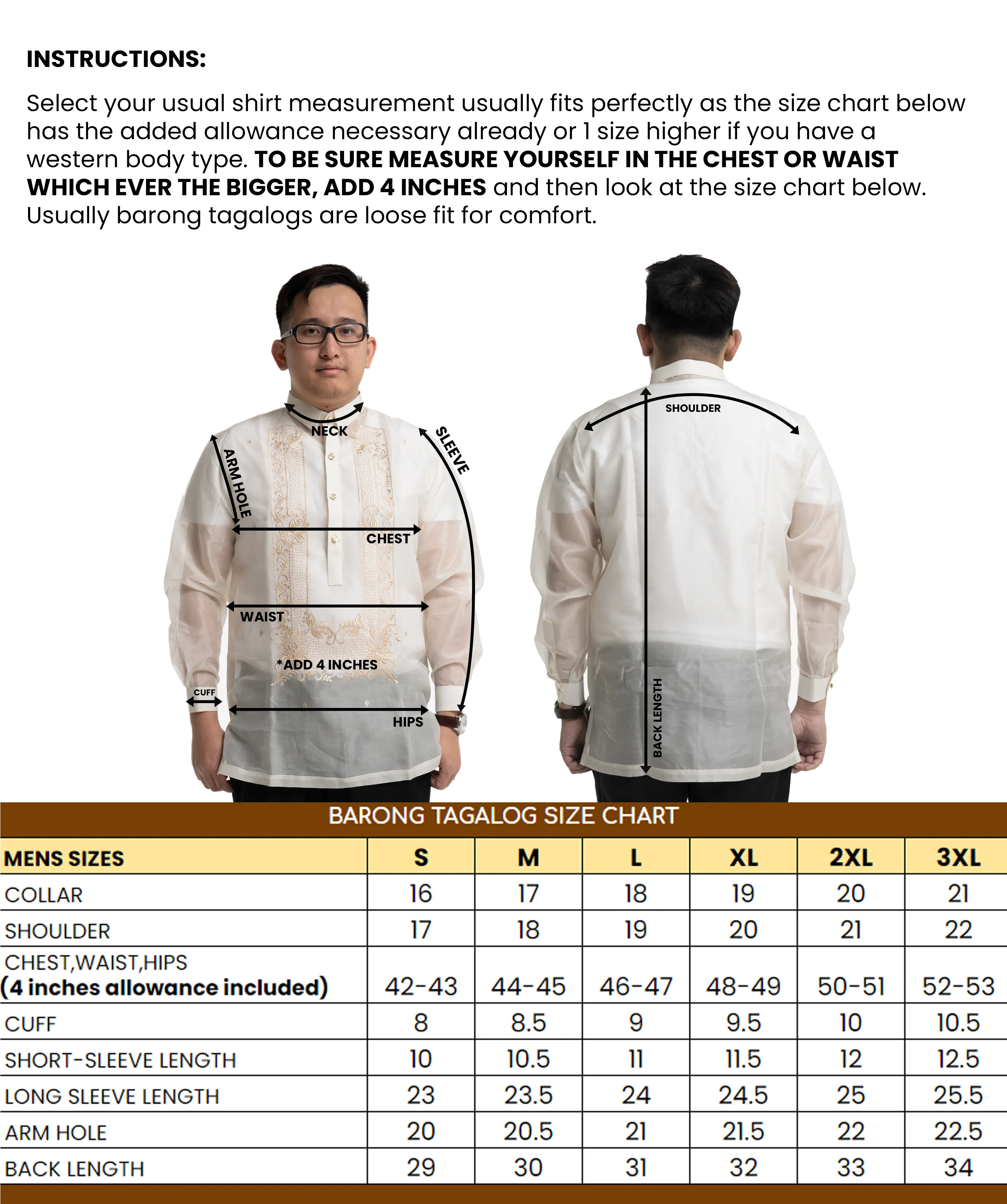 Organza Classic Barong Tagalog with Lining - Jacobo - JF589