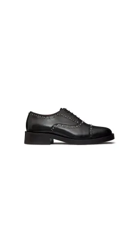 Oxford Lace Up Shoe In Calfskin - Black