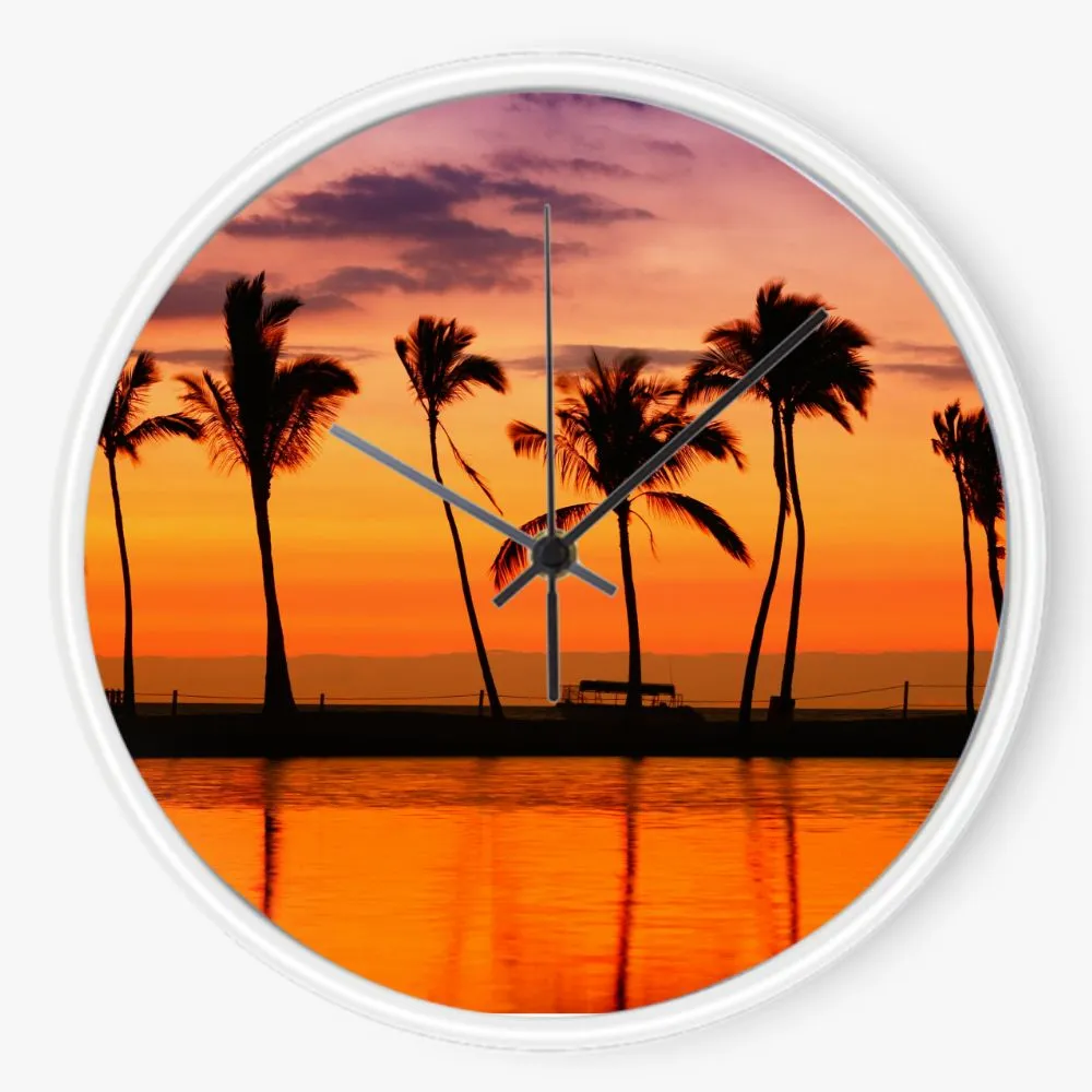 Palm Tree Sunset 10 inch wall clock