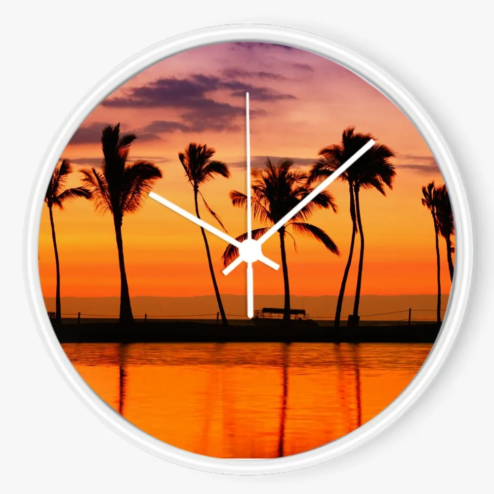 Palm Tree Sunset 10 inch wall clock