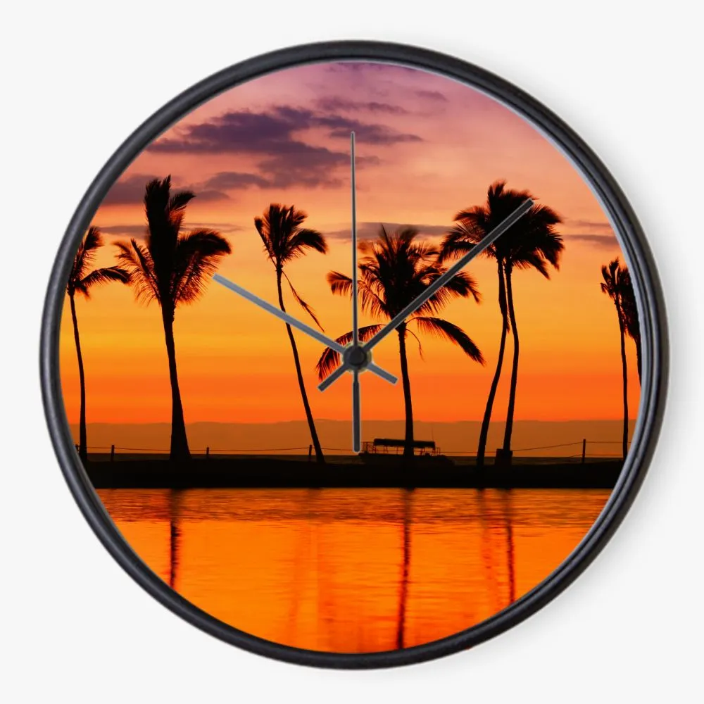 Palm Tree Sunset 10 inch wall clock