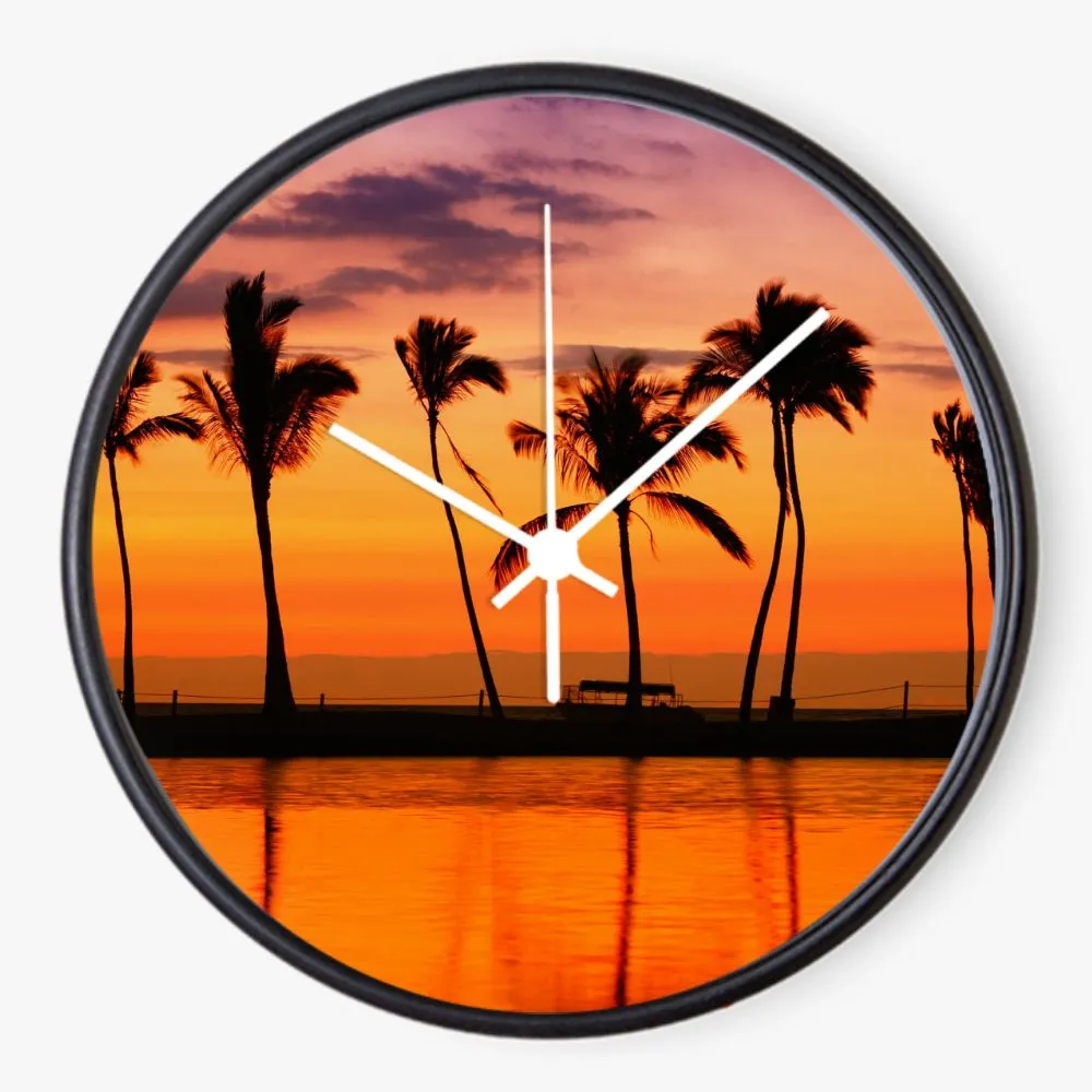 Palm Tree Sunset 10 inch wall clock